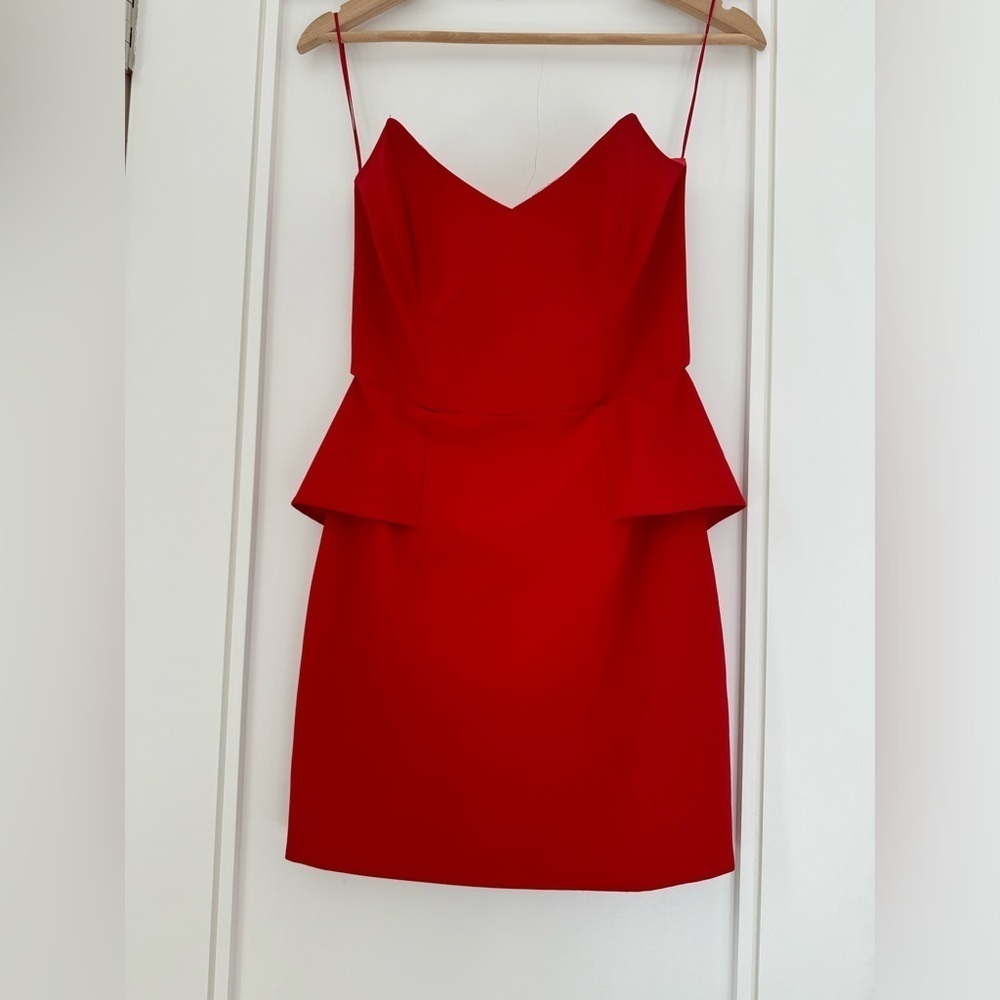 Mason red peplum strapless dress size 0